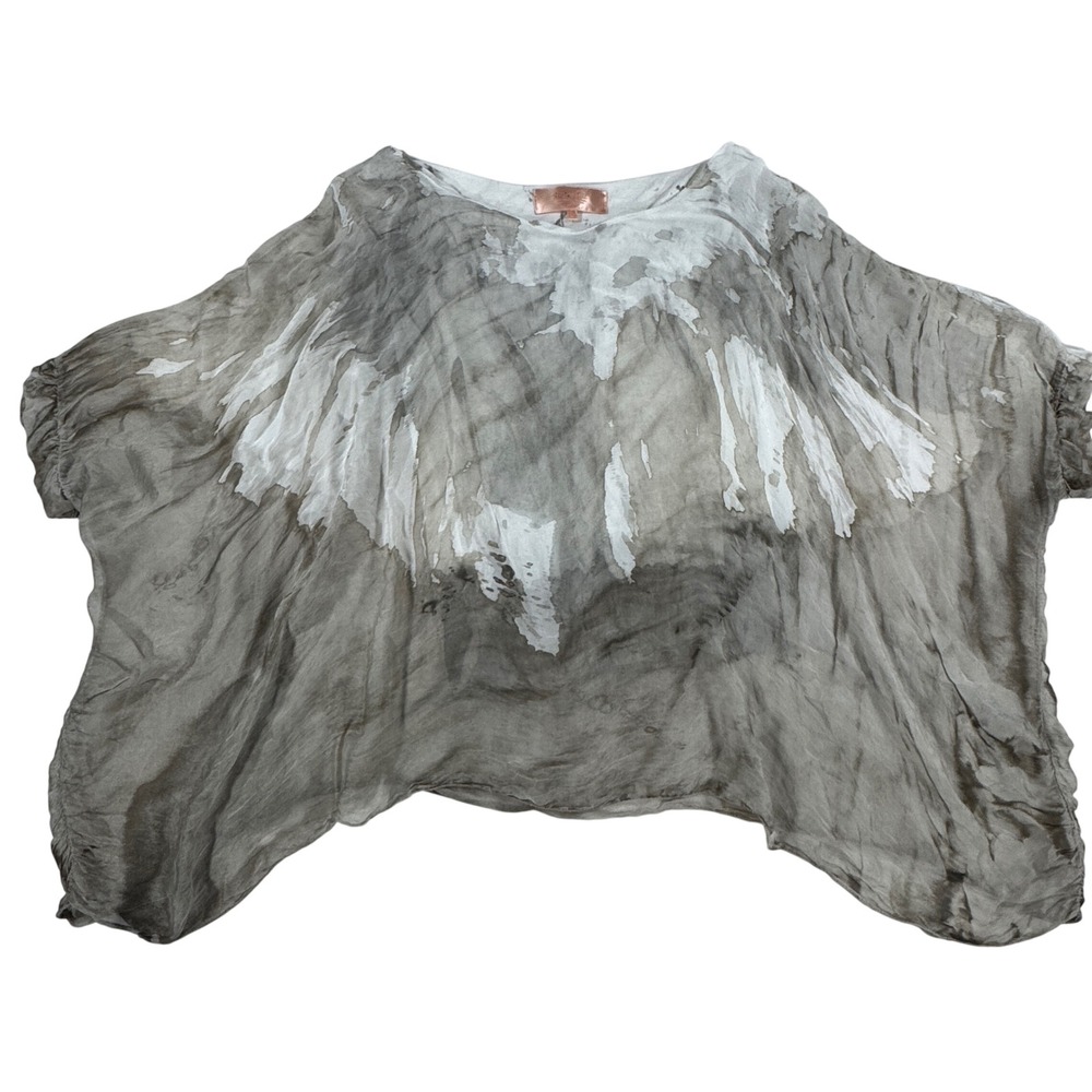 Scandal Italy Silk Blend Tie Dye Poncho Top One Size Boho Oversized Whimsical